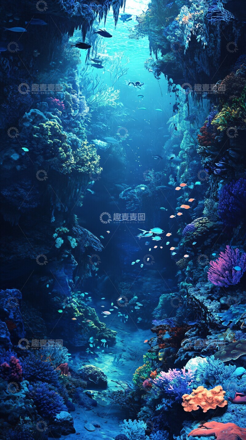 高清大图下载【趣麦麦图】珊瑚礁鱼群珊瑚鱼群水下