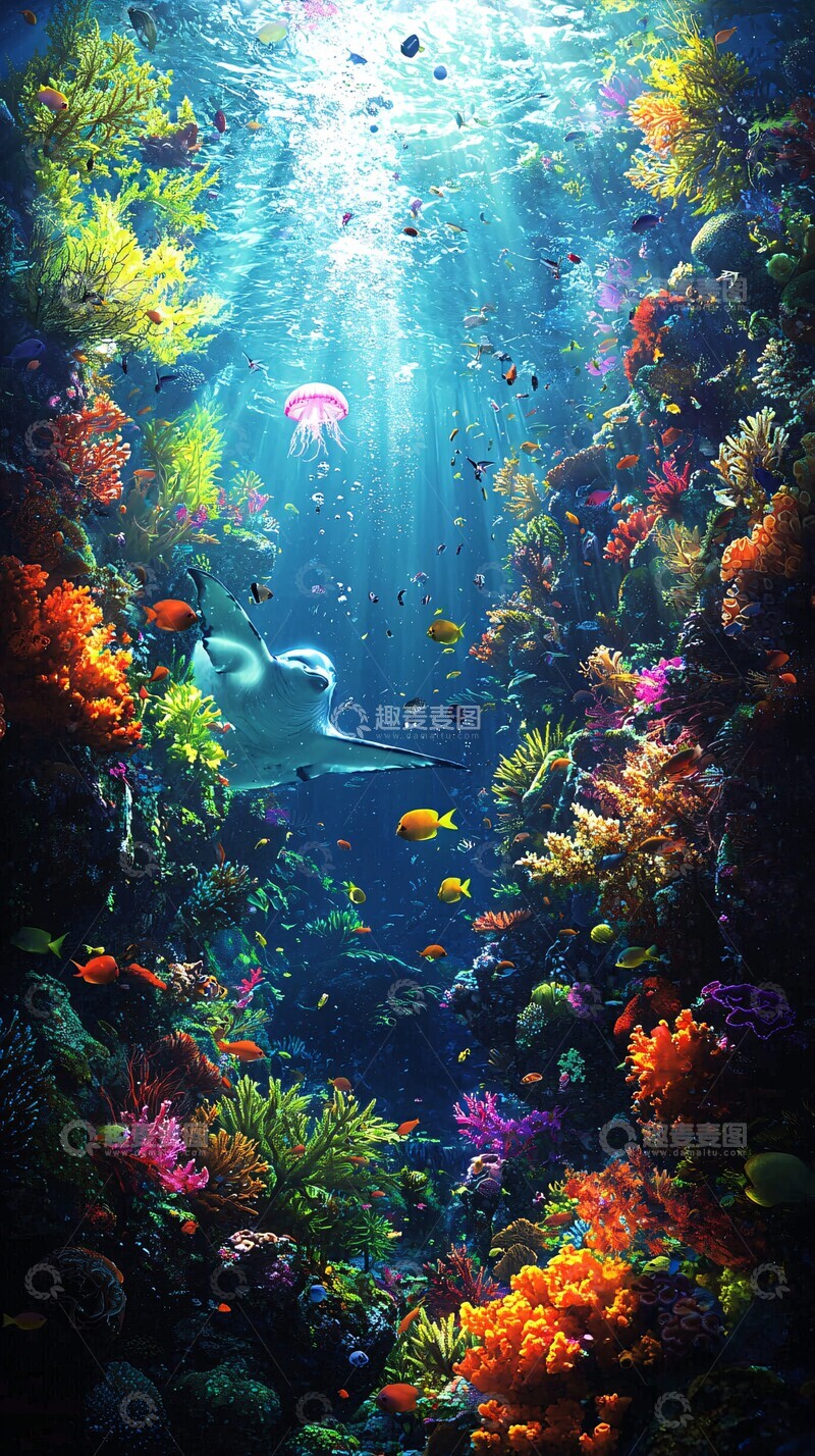 高清大图下载【趣麦麦图】海底珊瑚与鱼群3