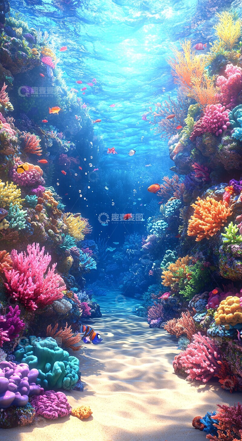高清大图下载【趣麦麦图】海底珊瑚鱼群16