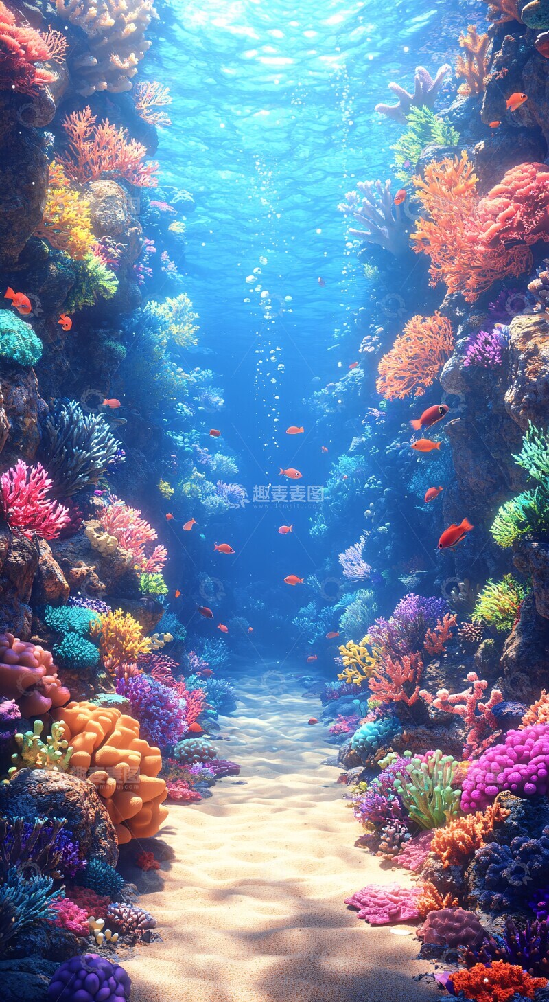 高清大图下载【趣麦麦图】海底珊瑚鱼群15