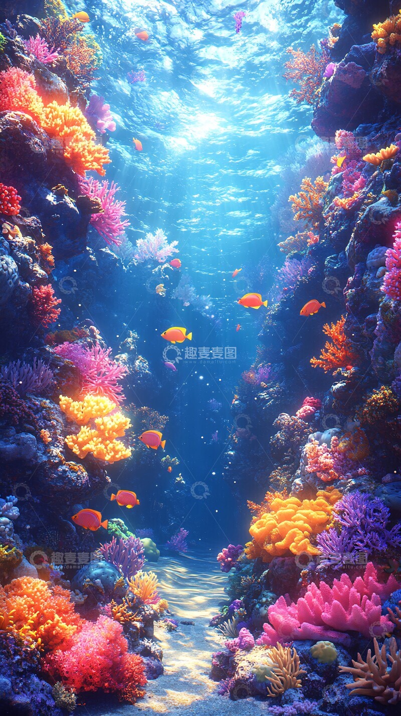 高清大图下载【趣麦麦图】珊瑚礁鱼群珊瑚礁石鱼群2