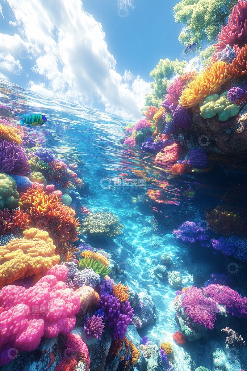 高清大图下载【趣麦麦图】珊瑚礁边缘珊瑚边缘颜色2