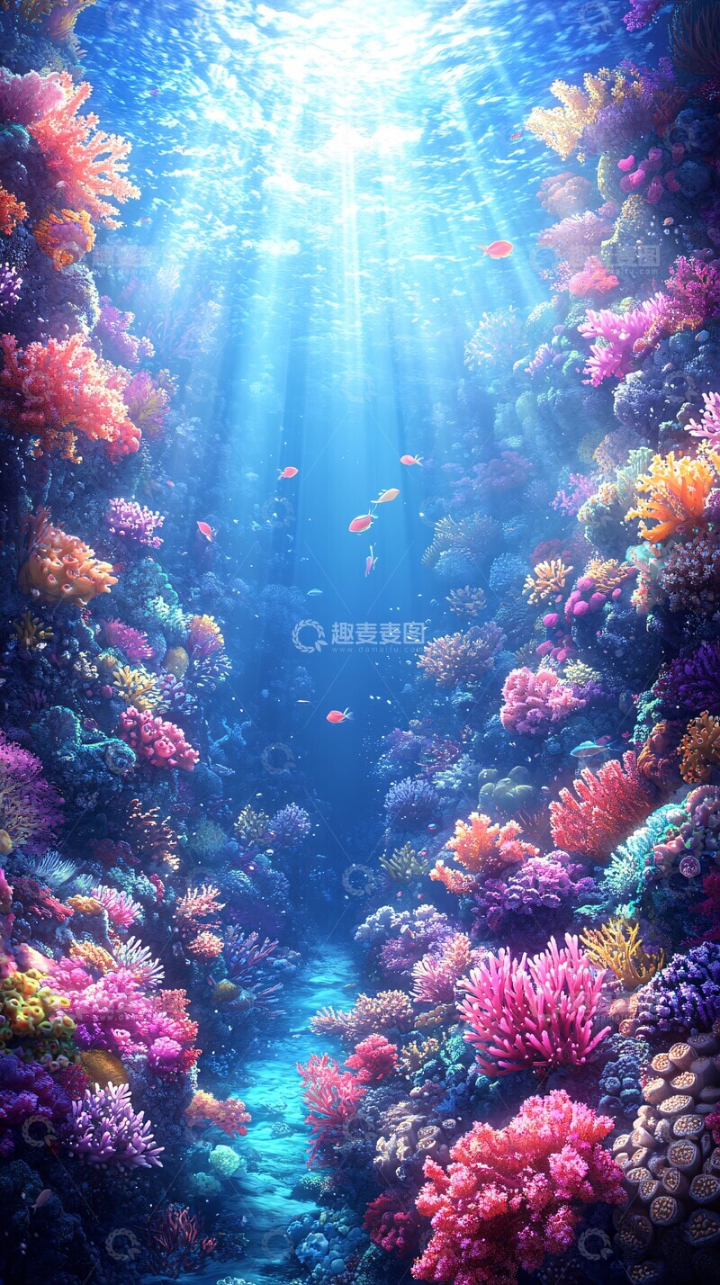高清大图下载【趣麦麦图】彩色珊瑚海景3