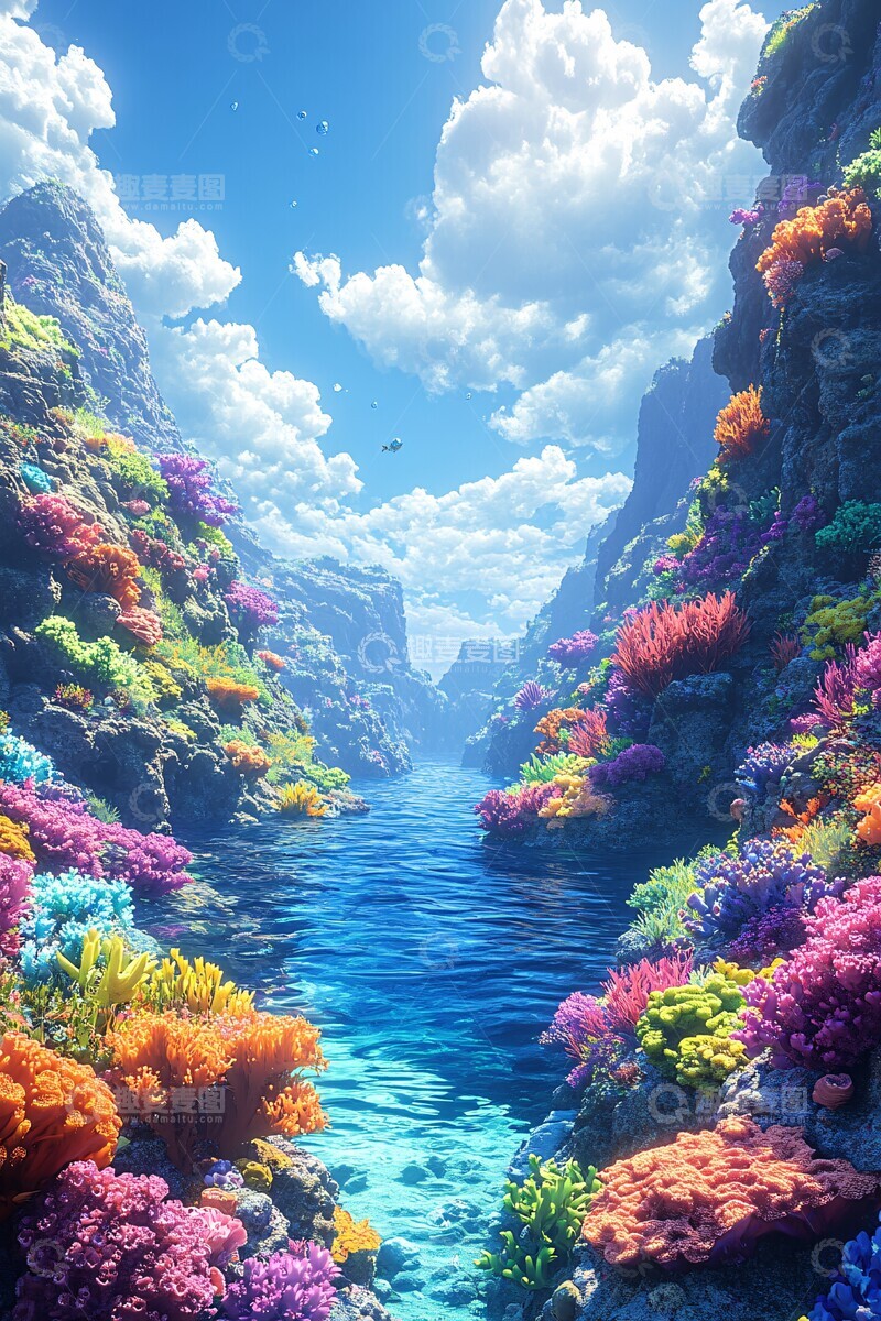 高清大图下载【趣麦麦图】珊瑚礁边缘珊瑚边缘颜色1