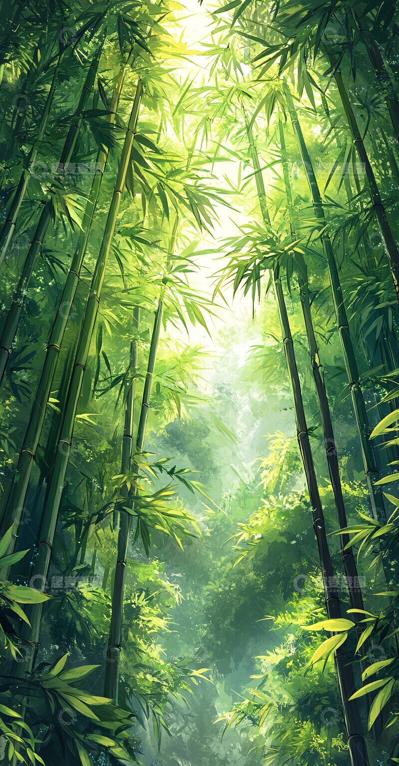 高清大图下载【趣麦麦图】竹林随风摇曳1