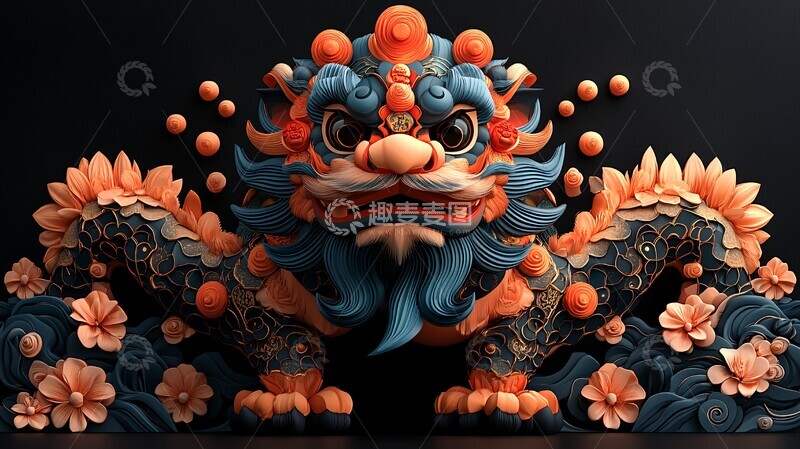 高清大图下载【趣麦麦图】金色舞狮金色舞狮卡通3