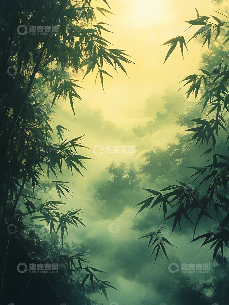 高清大图下载【趣麦麦图】竹林风动竹林竹叶古风3