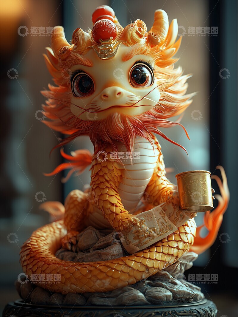 高清大图下载【趣麦麦图】龙狮帽金蛇抱金锭3