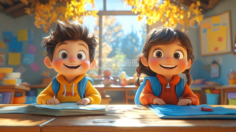 高清大图下载【趣麦麦图】孩子们课堂欢乐坐2