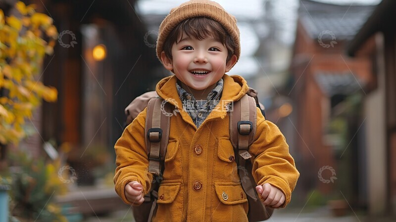 高清大图下载【趣麦麦图】男孩放学奔跑3