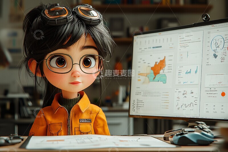 高清大图下载【趣麦麦图】少女仪表盘工作3