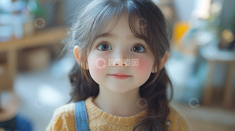 高清大图下载【趣麦麦图】小女孩上学告别妈妈3