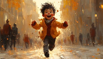 小男孩赢得赛跑2