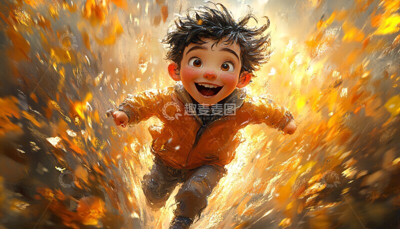 高清大图下载【趣麦麦图】小男孩赢得赛跑1