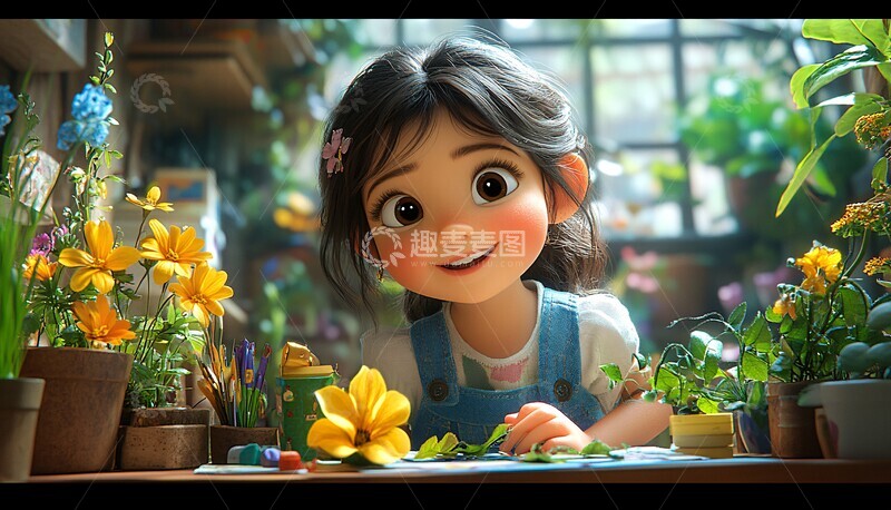 高清大图下载【趣麦麦图】女孩装饰新书桌2