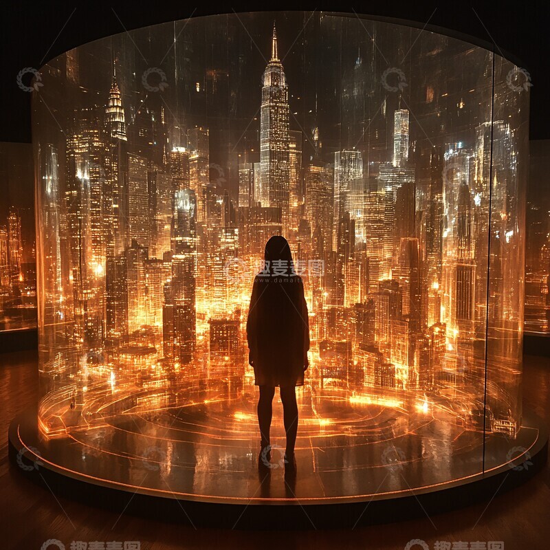 高清大图下载【趣麦麦图】城市半透明全息图3
