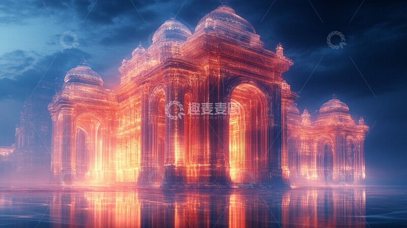 高清大图下载【趣麦麦图】玻璃古宫传统建筑简约2