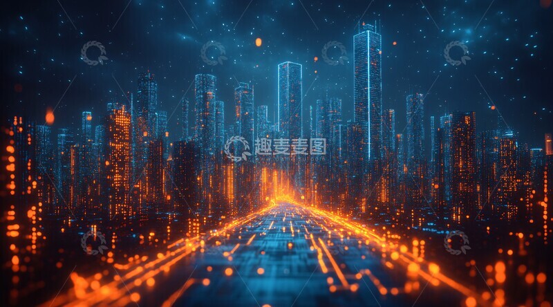 高清大图下载【趣麦麦图】数字城市数据流2