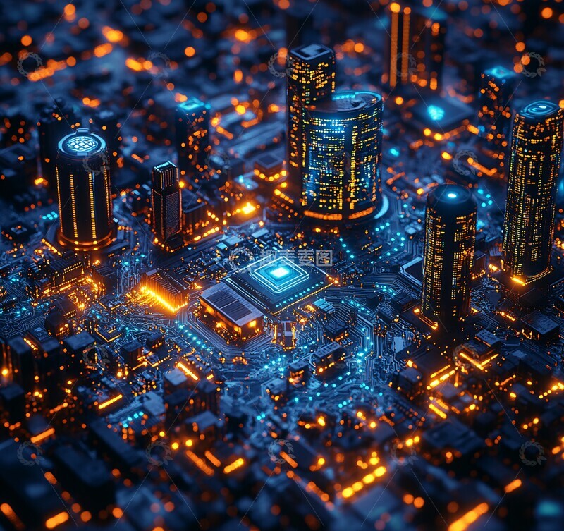 高清大图下载【趣麦麦图】电路板抽象城市3