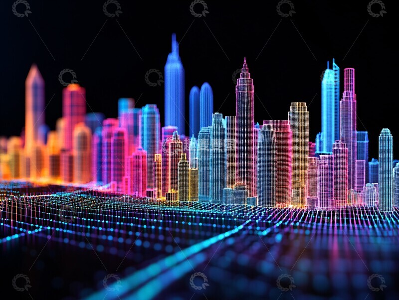 高清大图下载【趣麦麦图】技术网格城市3