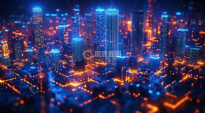 高清大图下载【趣麦麦图】蓝色光芒城市3