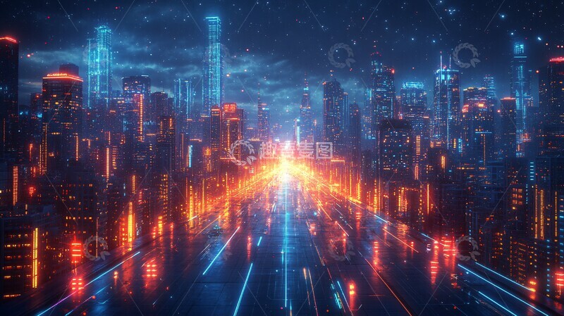 高清大图下载【趣麦麦图】蓝绿科技城景3