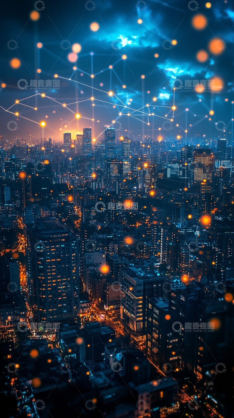 高清大图下载【趣麦麦图】数字连接城市5