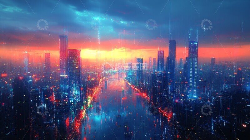 高清大图下载【趣麦麦图】蓝绿科技城景2