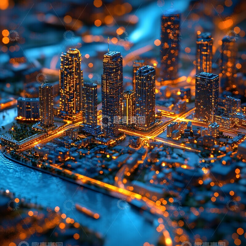 高清大图下载【趣麦麦图】蓝色全息地图1