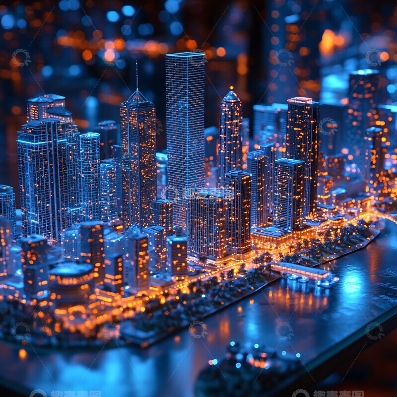 高清大图下载【趣麦麦图】蓝色全息地图3