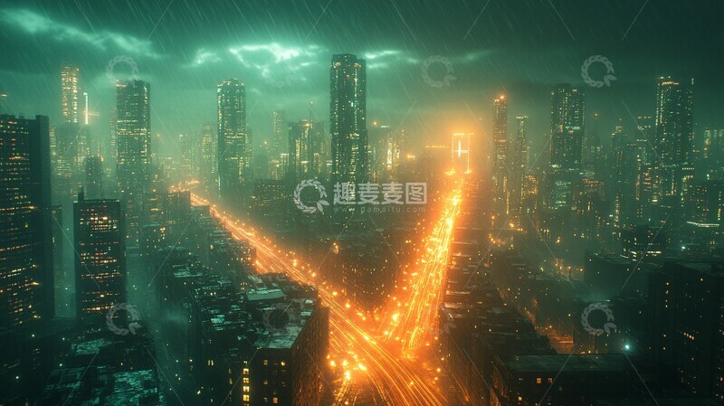 高清大图下载【趣麦麦图】商业区科幻光线路3