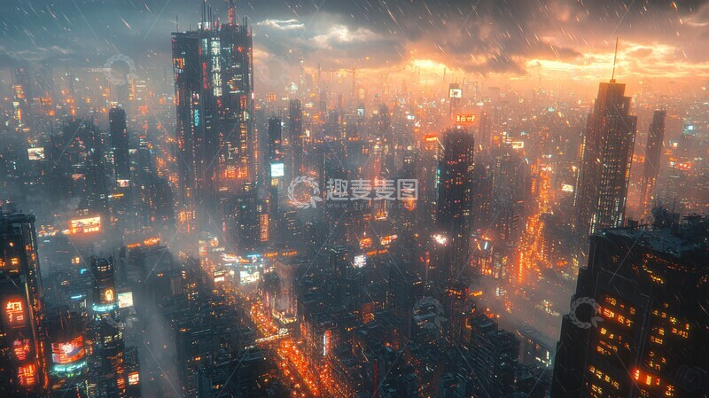 高清大图下载【趣麦麦图】商业区科幻光线路2