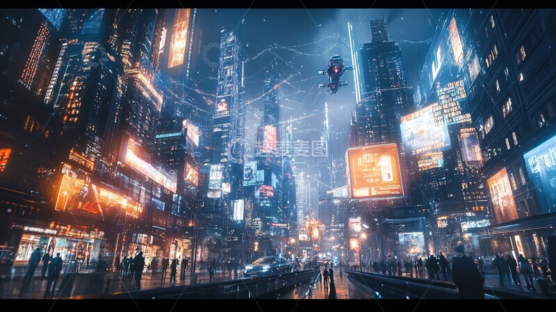 高清大图下载【趣麦麦图】智能城市未来融合1