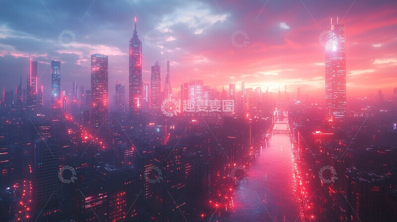 高清大图下载【趣麦麦图】商业区科幻光线路1