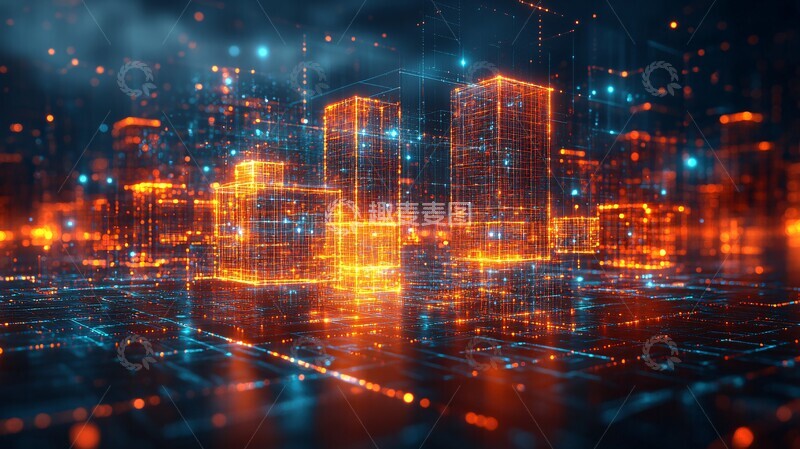 高清大图下载【趣麦麦图】地产科技图几何形状发光1