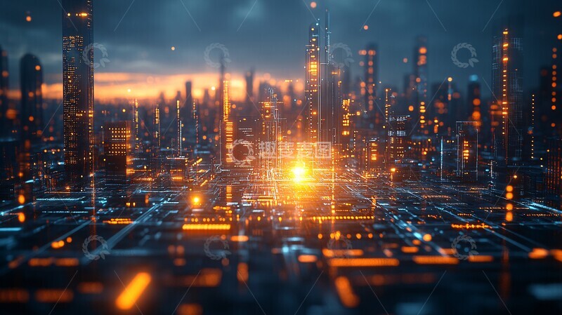 高清大图下载【趣麦麦图】地产科技图几何形状发光2