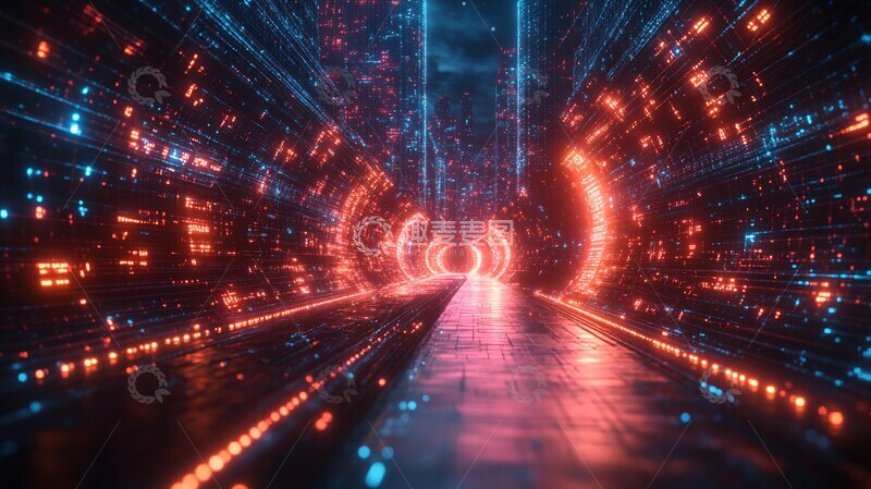 高清大图下载【趣麦麦图】数字城市线光地板1