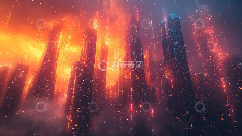 高清大图下载【趣麦麦图】多彩天际互联城3