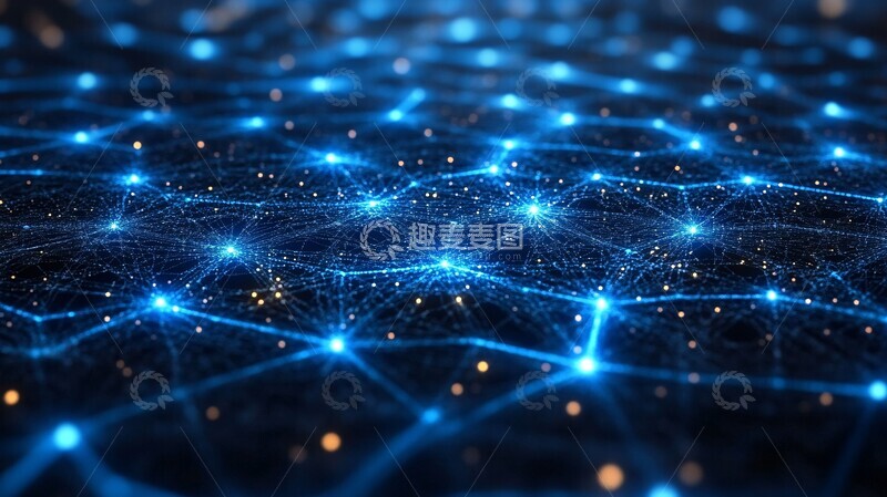 高清大图下载【趣麦麦图】区块链蓝色线框图3