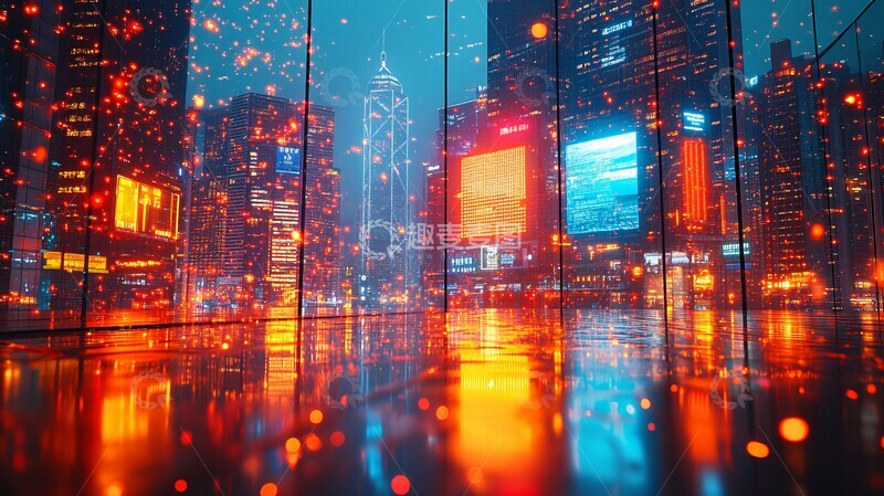 高清大图下载【趣麦麦图】建筑灯光数字轮廓2