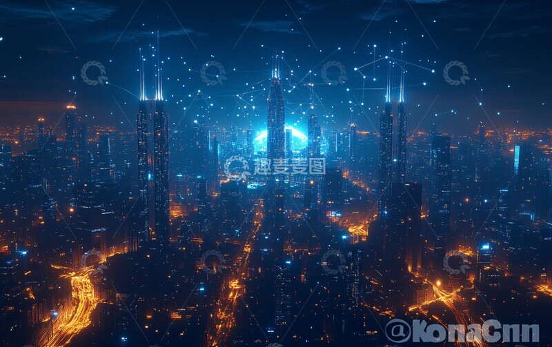 高清大图下载【趣麦麦图】数字连接城市7