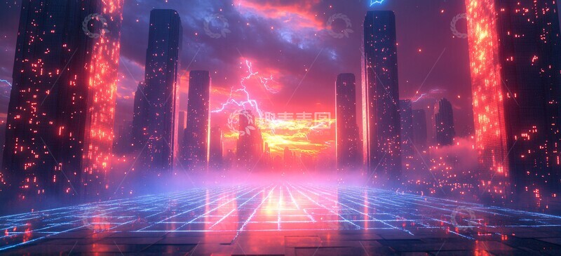 高清大图下载【趣麦麦图】电光城柱电光城柱闪电2