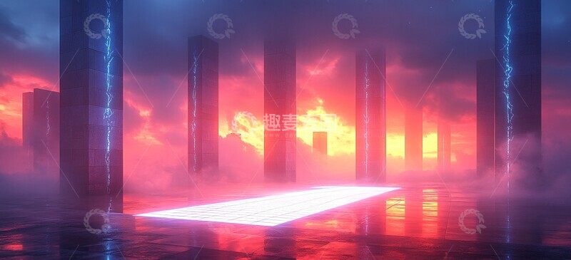 高清大图下载【趣麦麦图】电光城柱电光城柱闪电3