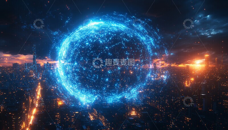 高清大图下载【趣麦麦图】数字节点覆盖地球