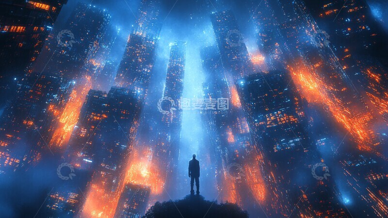 高清大图下载【趣麦麦图】-蓝色光影都市3