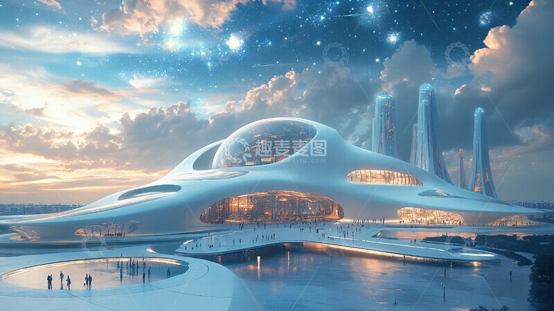 高清大图下载【趣麦麦图】白色蓝色未来城1