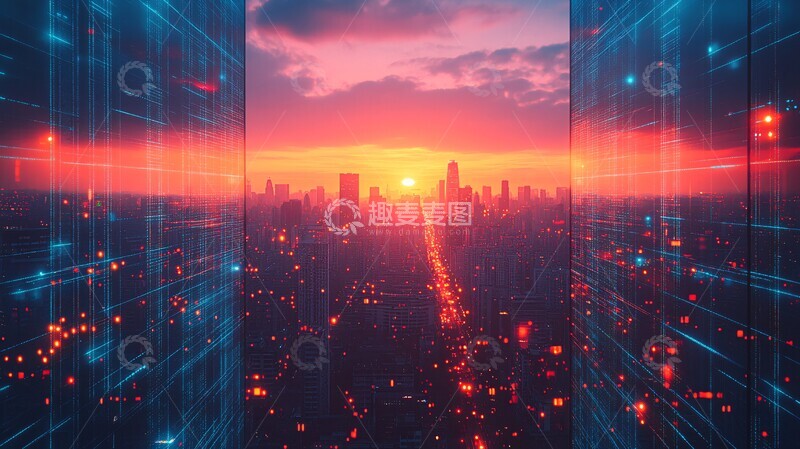 高清大图下载【趣麦麦图】数据连接城市5