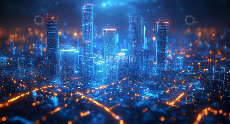 高清大图下载【趣麦麦图】蓝色玻璃城市7