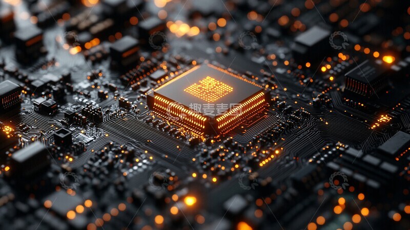 高清大图下载【趣麦麦图】金色芯片电路3