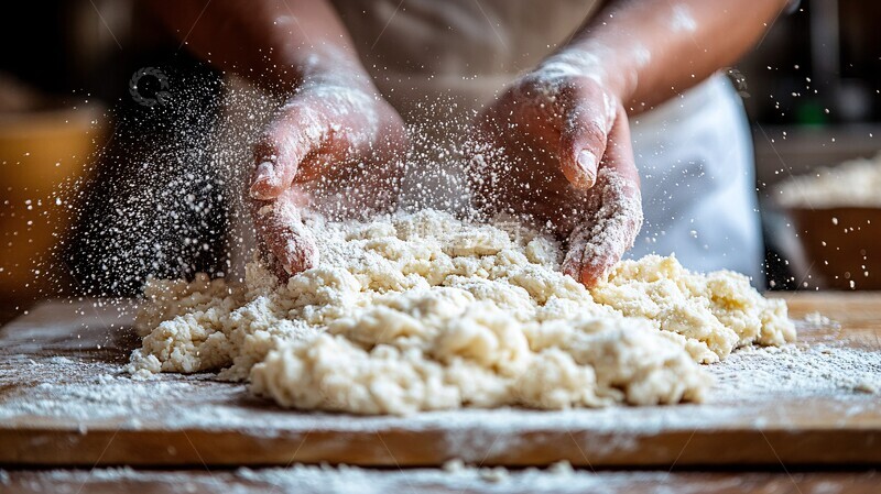 高清大图下载【趣麦麦图】手工揉制美味面包的瞬间2